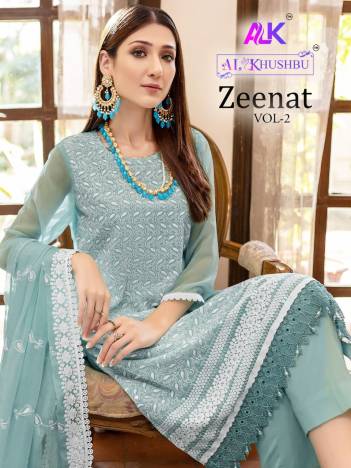 ALK ZEENAT VOL 2 GEORGETTE EMBROIDERED SALWAR SUIT WHOLESALER